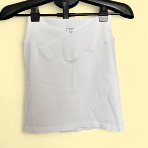 OQQ White Ribbed Mini Skirt